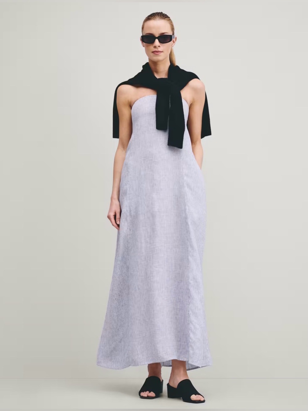 Quince Women's 100% European Linen Strapless Maxi Dress, Size XS